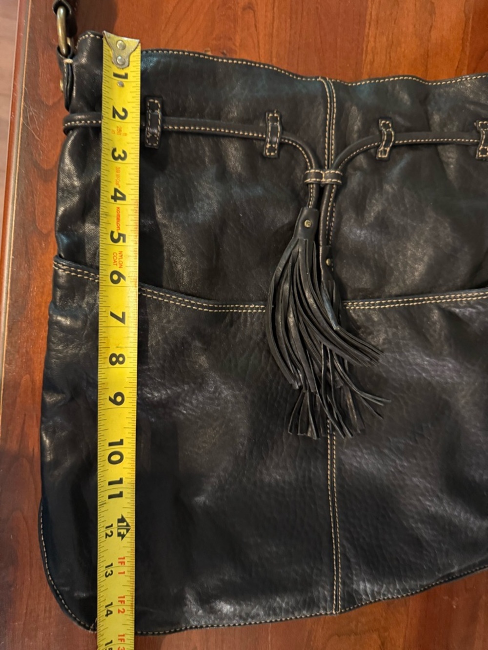 Vintage Liz Claiborne Genuine Leather Bucket Bag • Drawstring Tassel • Slouchy - Picture 13 of 16